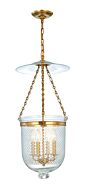 Hudson Valley Hampton 4 Light 31 Inch Pendant Light in Aged Brass
