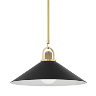 Hudson Valley Syosset Pendant Light in Aged Brass and Black