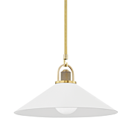 Hudson Valley Syosset Pendant Light in Aged Brass and White