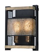 Boundry 2-Light Wall Sconce in Black with Barn Wood 