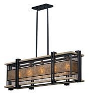 Boundry 5-Light Linear Pendant in Black with Barn Wood 