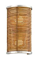 Corbett Carayes by Martyn Lawrence Bullard 2 Light Wall Sconce in Natural Rattan Stainless Steel