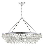 Crystorama Calypso 26 Inch Chandelier in Polished Chrome with Clear Glass Drops Crystals