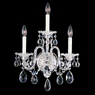 Schonbek Sterling 3 Light Wall Sconce in Silver with Clear Crystals From Swarovski Crystals