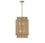 Savoy House Ashburn 6 Light Pendant in Warm Brass and Rope