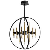 Nero 24-Light LED Chandelier in Black W with Aged Brass