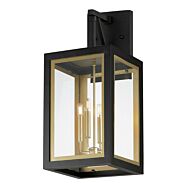 Neoclass 4-Light Outdoor Wall Sconce in Black with Gold