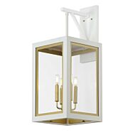 Neoclass 4-Light Outdoor Wall Sconce in White with Gold