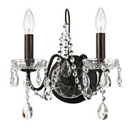 Crystorama Butler 2 Light Wall Sconce in English Bronze with Swarovski Strass Crystal Crystals