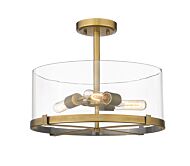 Z-Lite Callista 3-Light Semi Flush Mount Ceiling Light In Rubbed Brass