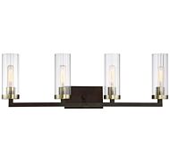 Minka Lavery Ainsley Court 4 Light 33 Inch Bathroom Vanity Light in Aged Kinston Bronze with Brushed