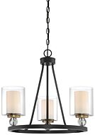 Minka Lavery Studio 5 3 Light Transitional Chandelier in Painted Bronze with Natural Brush