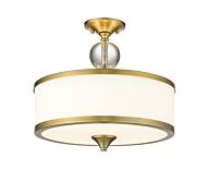 Z-Lite Cosmopolitan 3-Light Semi Flush Mount Ceiling Light In Heritage Brass
