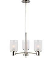 Sea Gull Norwood 3 Light Transitional Chandelier in Brushed Nickel