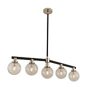 Kalco Cameo 5 Light 6 Inch Pendant Light in Matte Black Finish With Nickel Accents