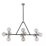 Kalco Cameo 14 Light 19 Inch Pendant Light in Matte Black Finish With Nickel Accents
