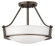 Hinkley Hathaway 3-Light Semi-Flush Ceiling Light In Olde Bronze With Etched White Glass