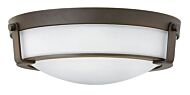 Hinkley Hathaway Flush Mount Ceiling Light In Olde Bronze With Etched White Glass