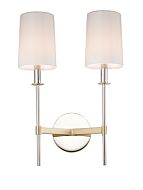 Maxim Uptown 2 Light Wall Sconce in Satin Brass and Polished Nickel