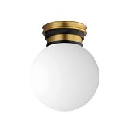 San Simeon 1-Light LED Flush Mount in Black with Natural Aged Brass