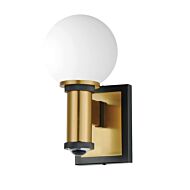 San Simeon 2-Light LED Wall Sconce in Black with Natural Aged Brass