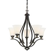 Minka Lavery Shadowglen 5 Light Transitional Chandelier in Lathan Bronze with Gold Highlights
