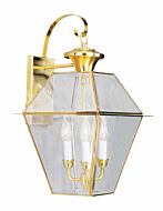 Westover 3-Light Outdoor Wall Lantern in Polished Brass