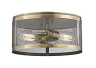 Z-Lite Meshsmith 2-Light Flush Mount Ceiling Light In Natural Brass