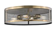 Z-Lite Meshsmith 4-Light Flush Mount Ceiling Light In Natural Brass