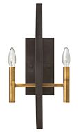 Hinkley Euclid 2-Light Wall Sconce In Spanish Bronze