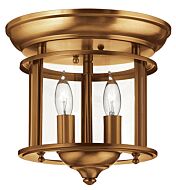 Hinkley Gentry 2-Light Flush Mount Ceiling Light In Heirloom Brass