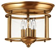 Hinkley Gentry 3-Light Flush Mount Ceiling Light In Heirloom Brass