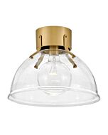 Hinkley Argo 1-Light Flush Mount Ceiling Light In Heritage Brass With Clear Seedy Glass