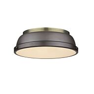 Golden Duncan 2 Light 14 Inch Ceiling Light in Aged Brass and Rubbed Bronze