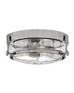 Hinkley Harper 3-Light Flush Mount Ceiling Light In Brushed Nickel With Clear Seedy Glass