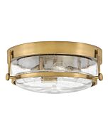 Hinkley Harper 3-Light Flush Mount Ceiling Light In Heritage Brass With Clear Seedy Glass