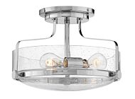 Hinkley Harper 3-Light Semi-Flush Ceiling Light In Chrome With Clear Seedy Glass