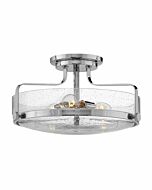 Hinkley Harper 3-Light Semi-Flush Ceiling Light In Chrome With Clear Seedy Glass