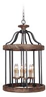 Craftmade Ashwood 6 Light 20 Inch Foyer Light in Textured Black with Whiskey Barrel