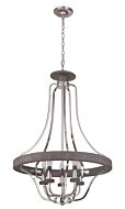 Craftmade Ashwood 5 Light 26 Inch Pendant Light in Polished Nickel with Greywood