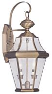 Georgetown 2-Light Outdoor Wall Lantern in Antique Brass
