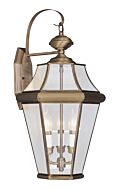Georgetown 3-Light Outdoor Wall Lantern in Antique Brass