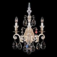 Schonbek Renaissance 3 Light Wall Sconce in Antique Silver with Clear Heritage Crystals