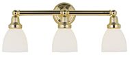 Classic 3-Light Bathroom Vanity Light in Polished Brass