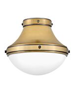Hinkley Oliver 1-Light Flush Mount Ceiling Light In Heritage Brass