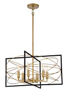 Minka Lavery Titans Trace 6 Light Pendant Light in Sand Coal with Painted Honey Gold
