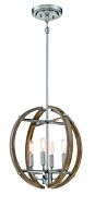 Minka Lavery Country Estates 4 Light 17 Inch Pendant Light in Sun Faded Wood with Brushed Nickel