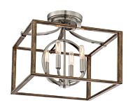 Minka Lavery Country Estates 4 Light 17 Inch Ceiling Light in Sun Faded Wood with Brushed Nickel