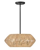 Hinkley Luca 3-Light Chandelier In Black With Camel Rattan Shade