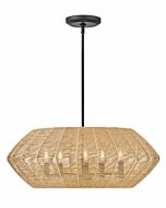 Hinkley Luca 5-Light Chandelier In Black With Camel Rattan Shade